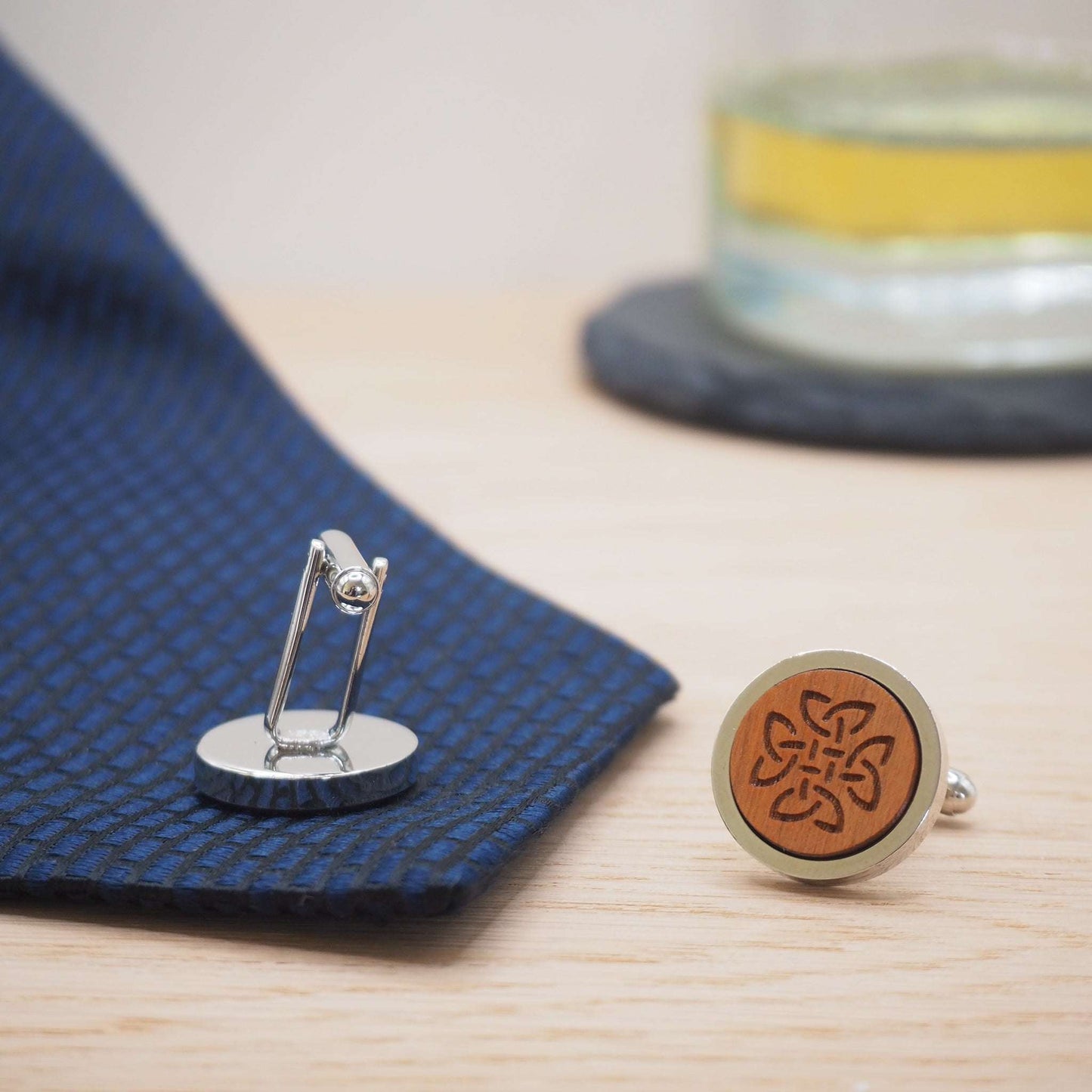 Celtic Knot wooden cufflinks, Scottish Highlands, made on The Isle of Skye