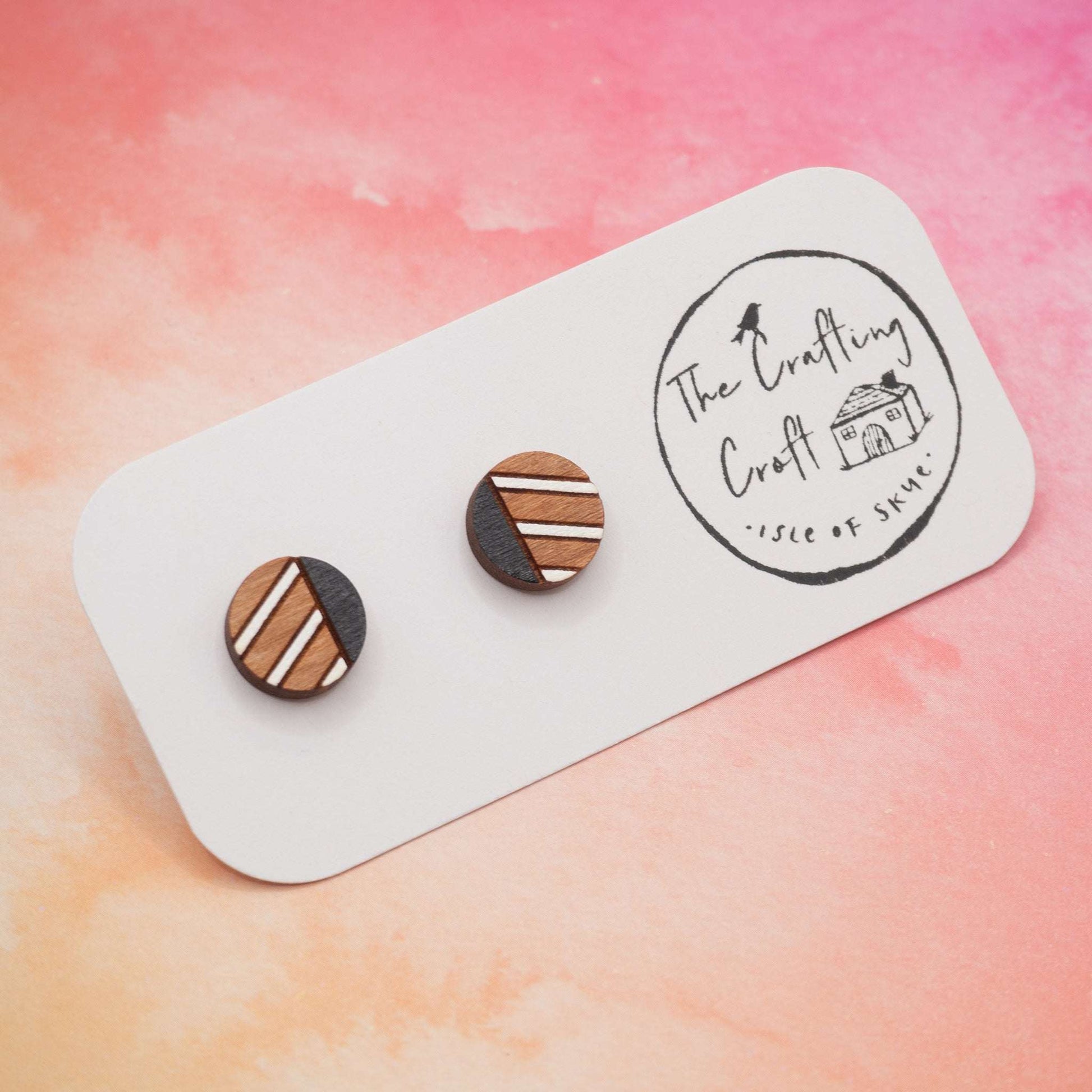 Quirky Monochrome geometric painted stud earrings