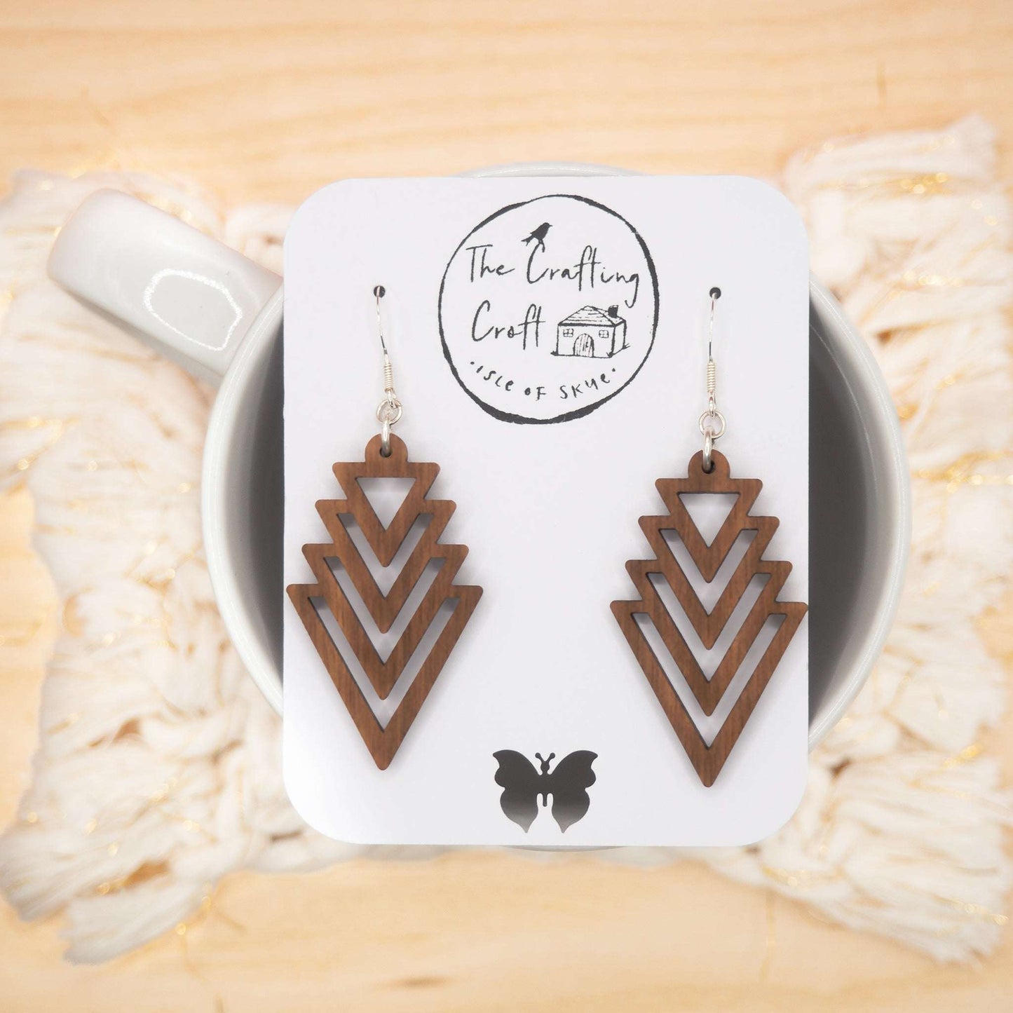 Stacked triangle drop earrings for someone you love. Perfect gift