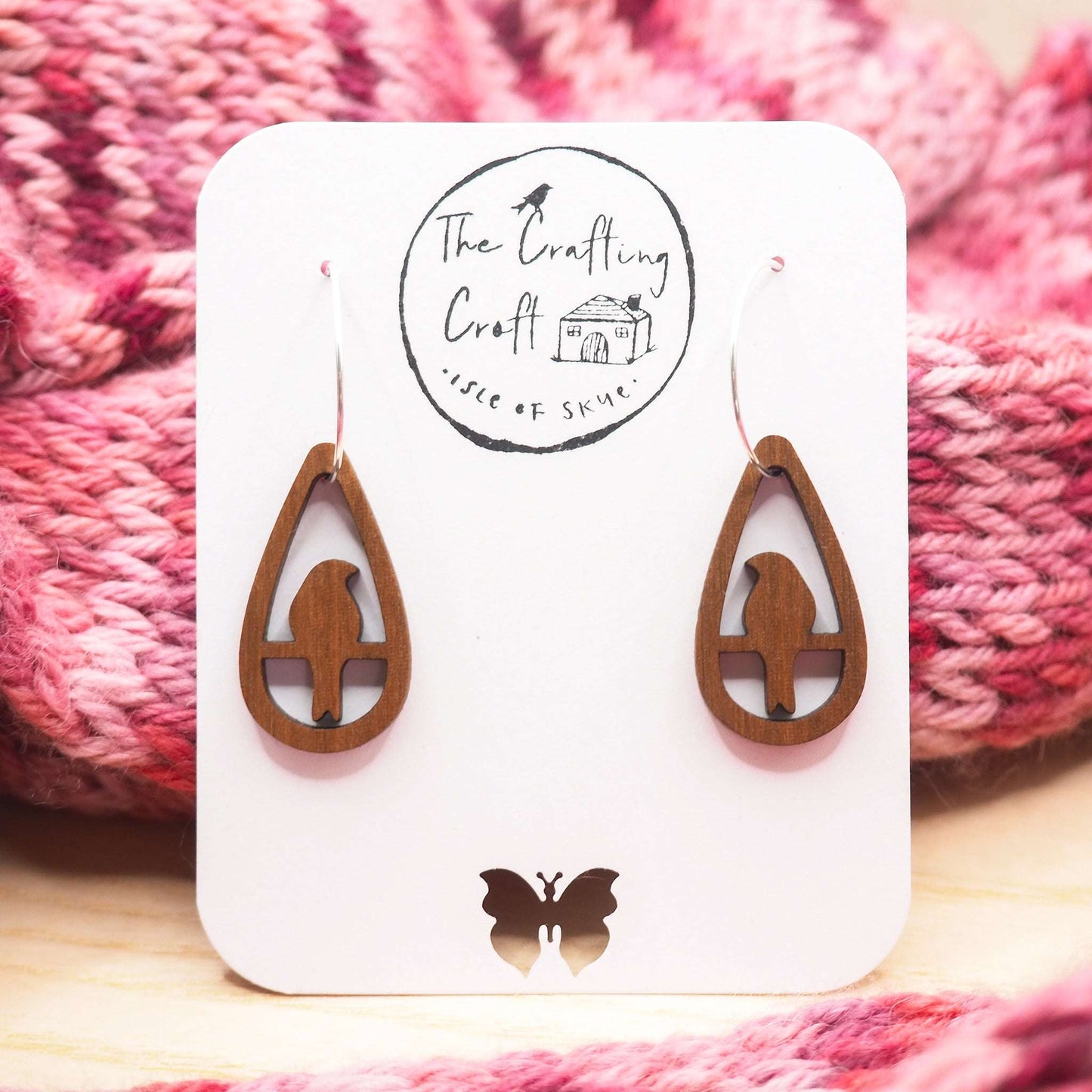 Perching bird teardrop hoop earrings for any nature lover