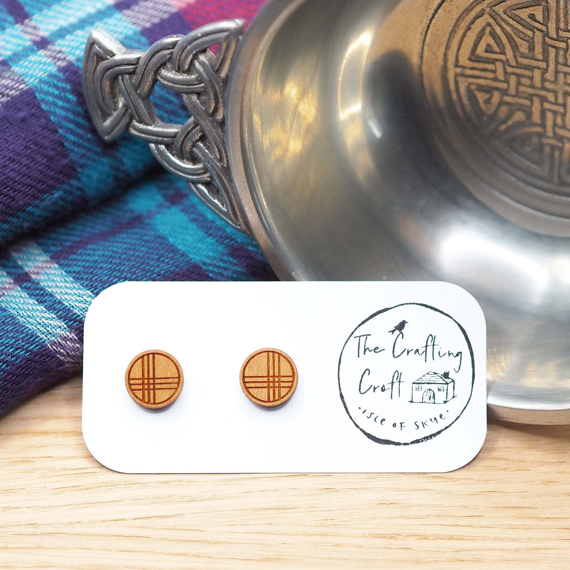 perfect eco-friendly gift our Tartan inspired stud earrings