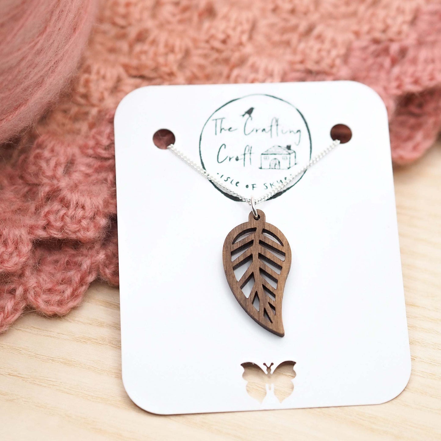 Nature inspired leaf outline necklace from The Isle of Skye