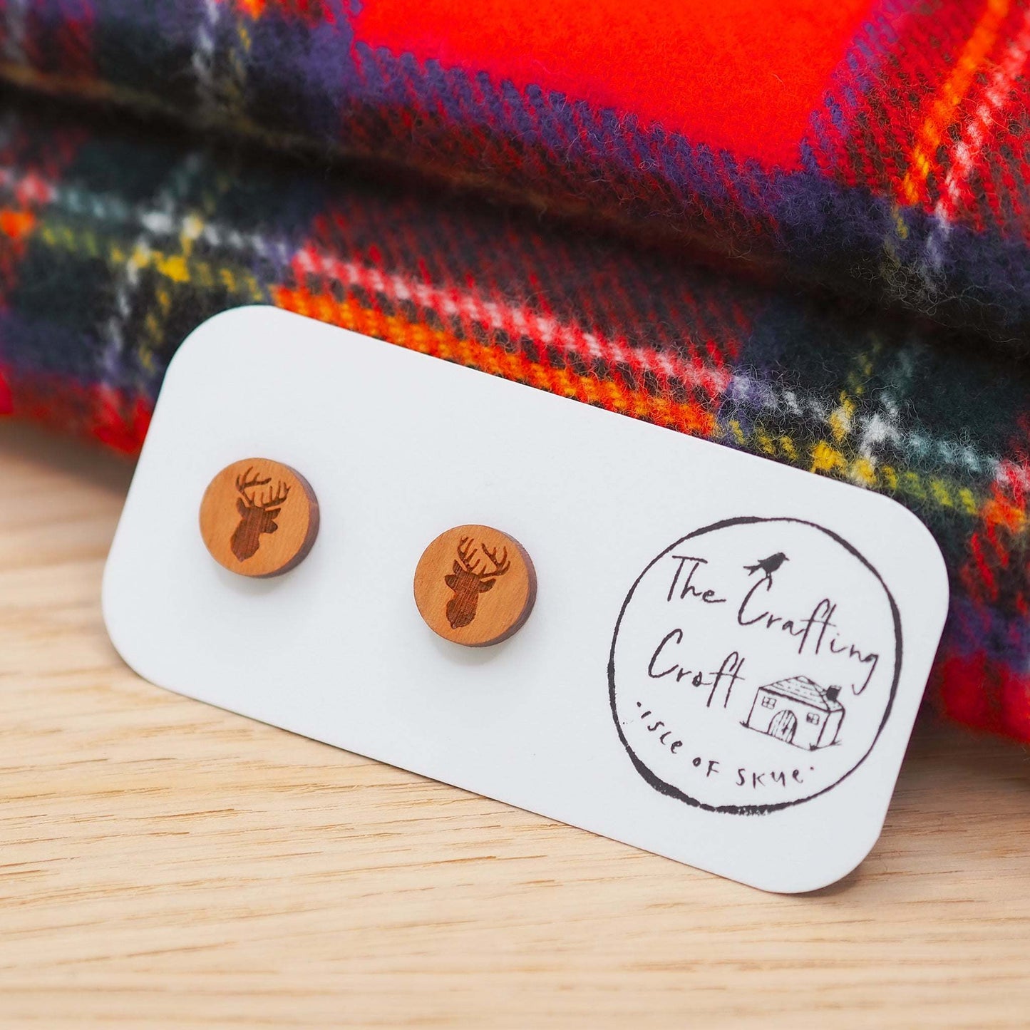 hand made on Skye Stag head stud earrings