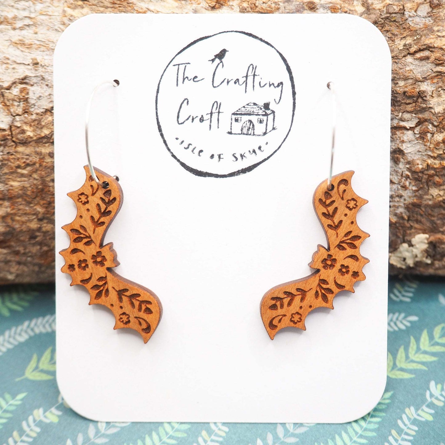 Bat hoop earrings, grab your bat detector for these cute solid cherry wood earrings