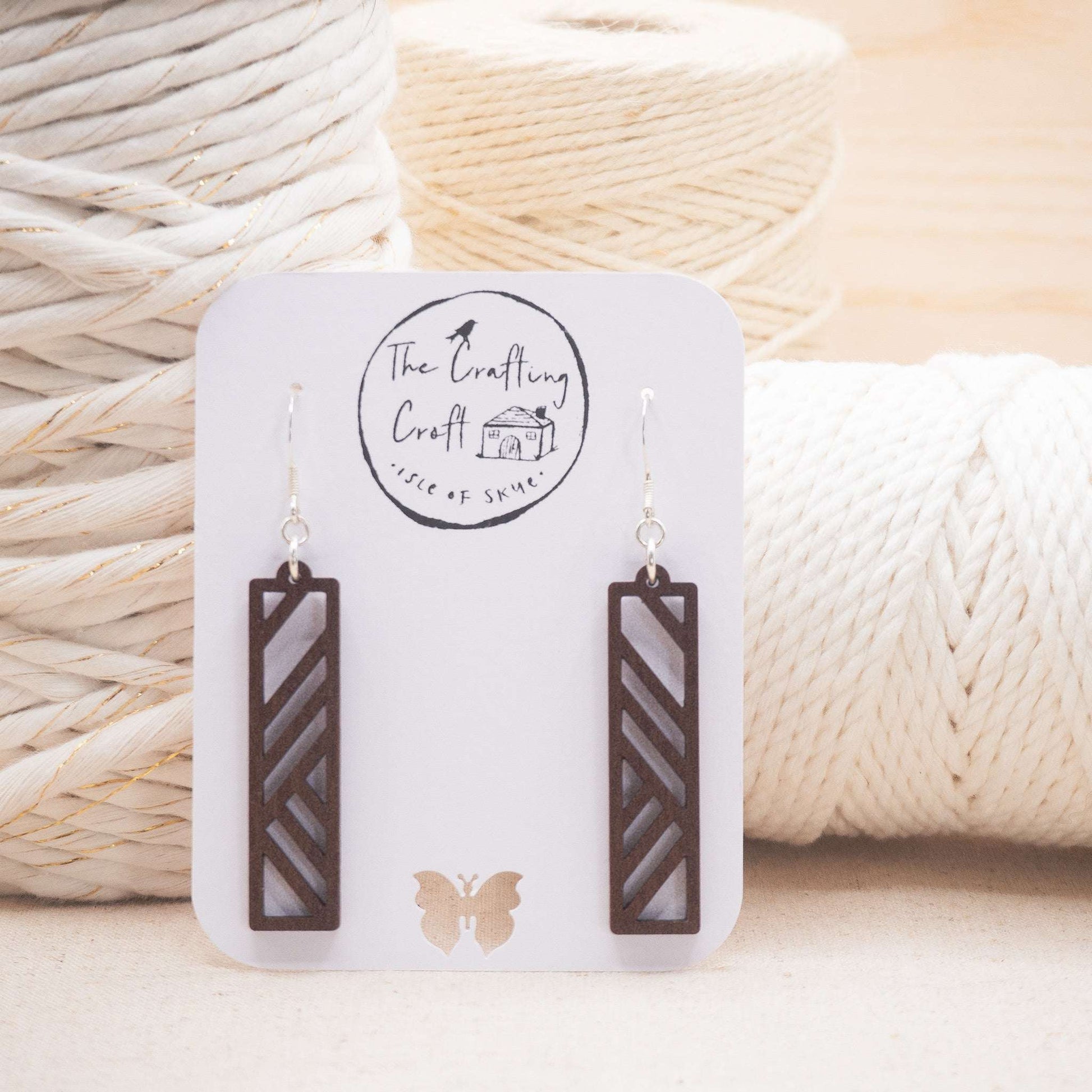 Geometric stripe drop earrings lovingly made on The Isle of Skye Scotland