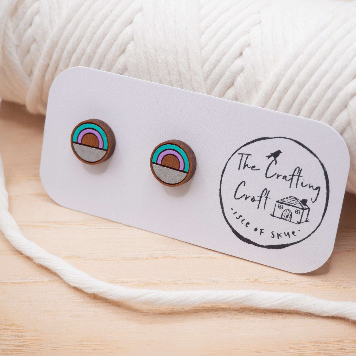 For someone you love our teal rainbow style painted stud earrings