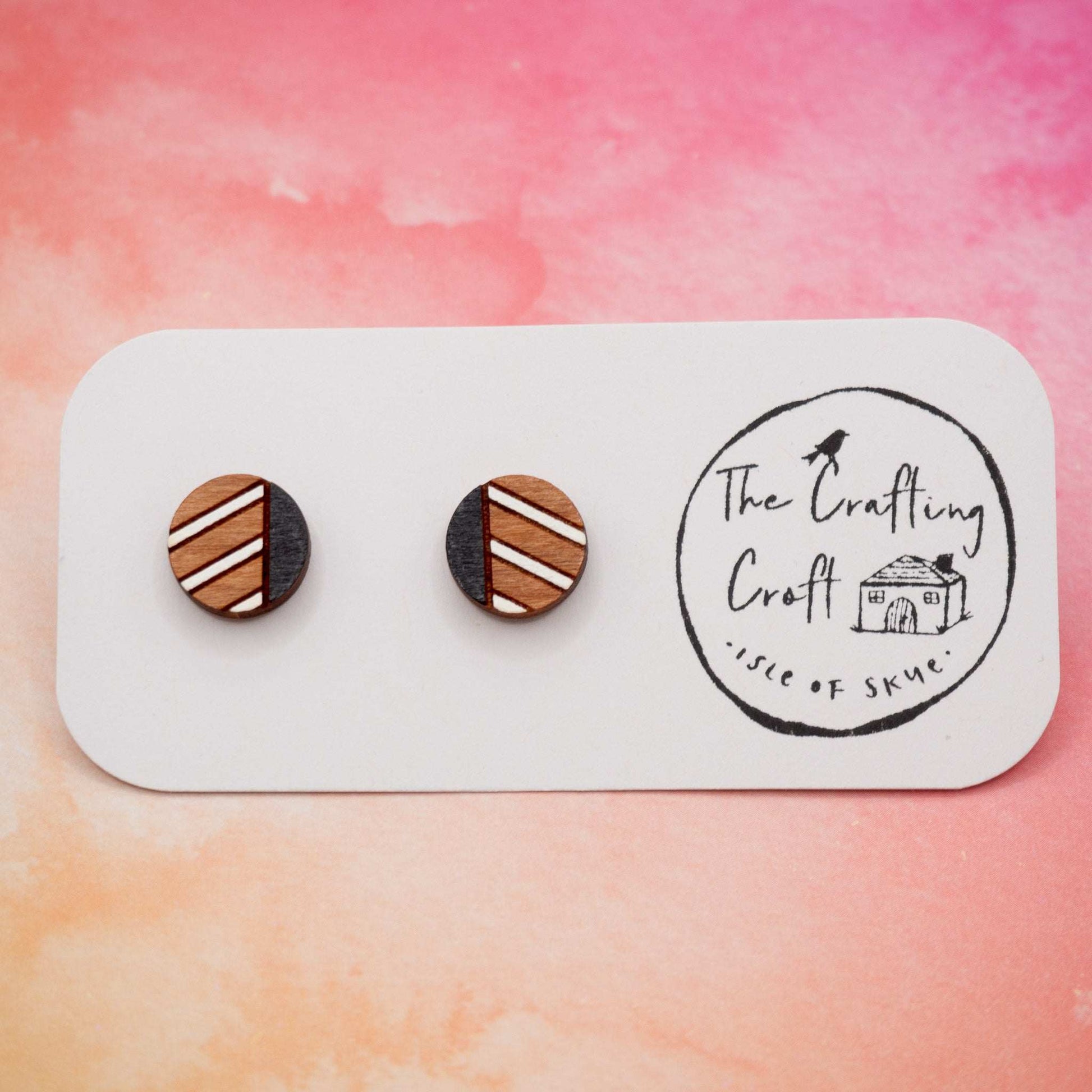 Monochrome geometric painted stud earrings for your alternative self