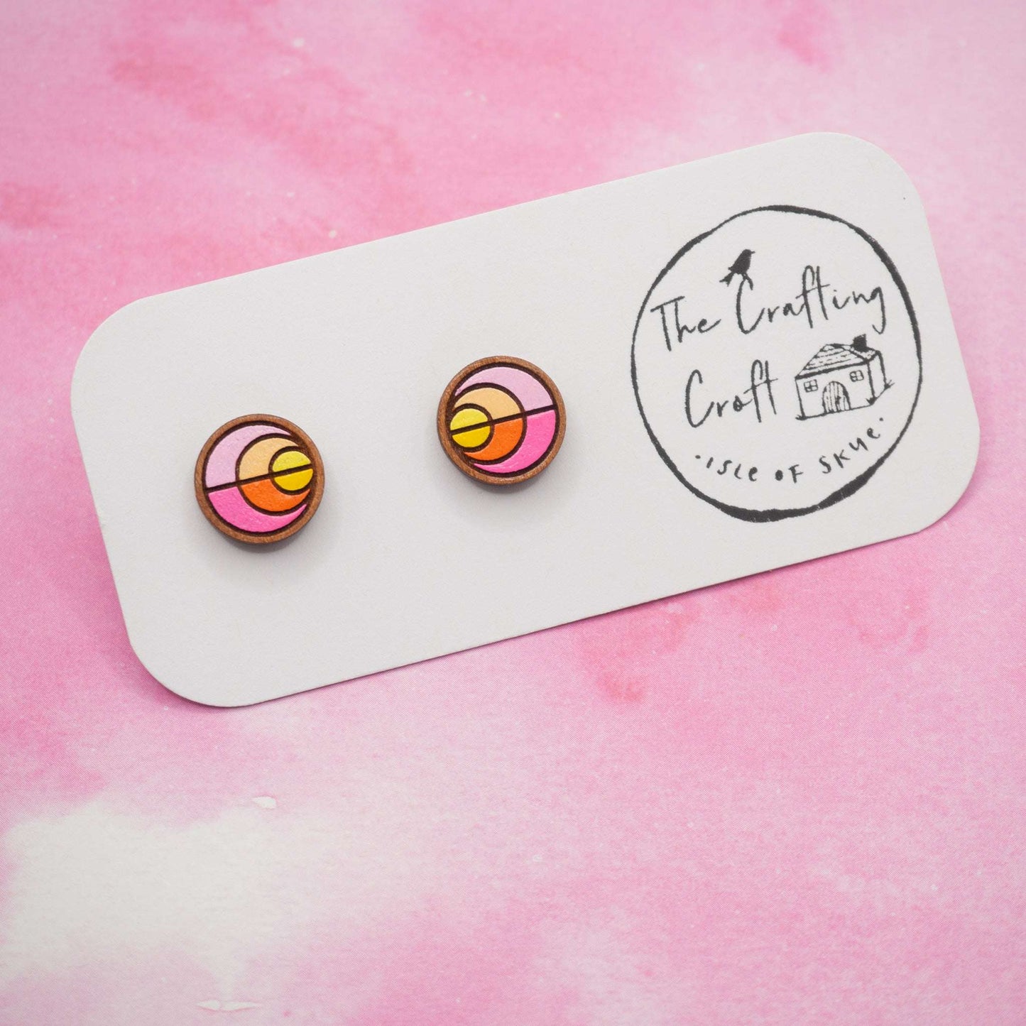 Sunset inspired painted stud earrings for a loved one