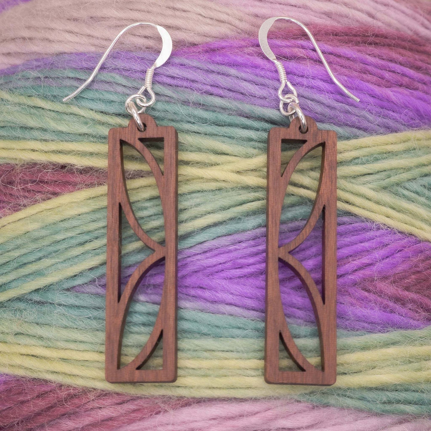 Geometric petal drop earrings with sterling silver hooks