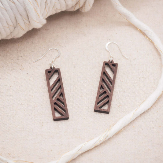 Geometric stripe drop earrings with sterling silver hooks