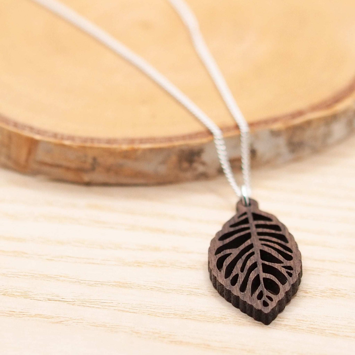 Refined and delicate leaf skeleton necklace on a sterling silver chain