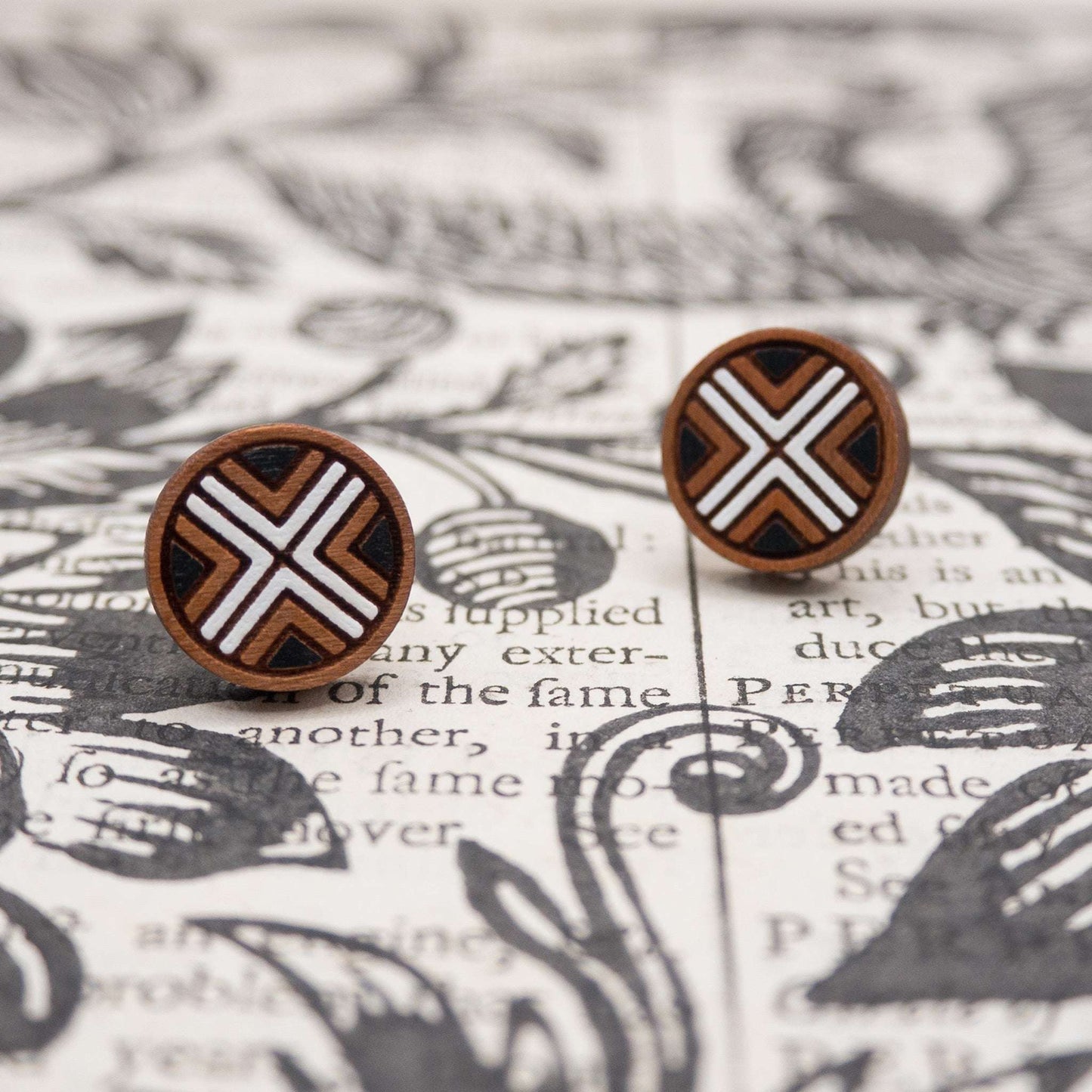 Black and white geometric painted studs