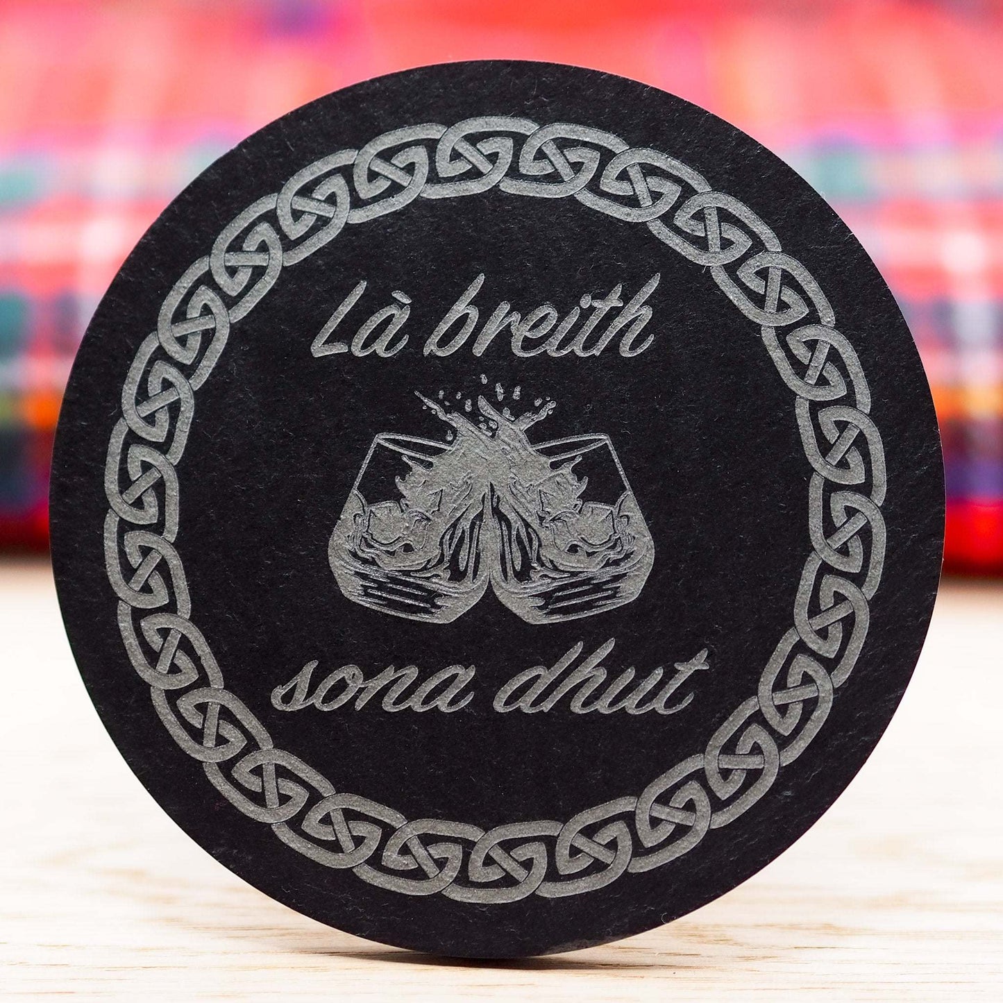 Gaelic Happy Birthday engraved slate coaster, Scottish birthday gift