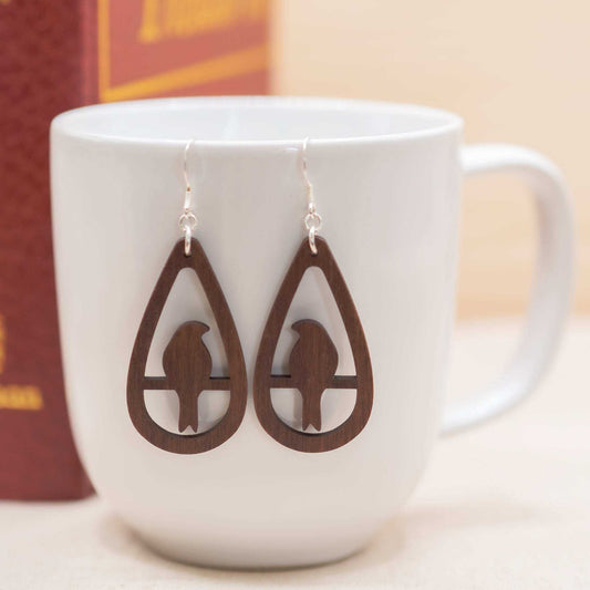 Teardrop bird drop earrings.