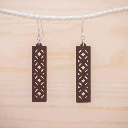 Geometric lattice drop earrings with sterling silver hooks