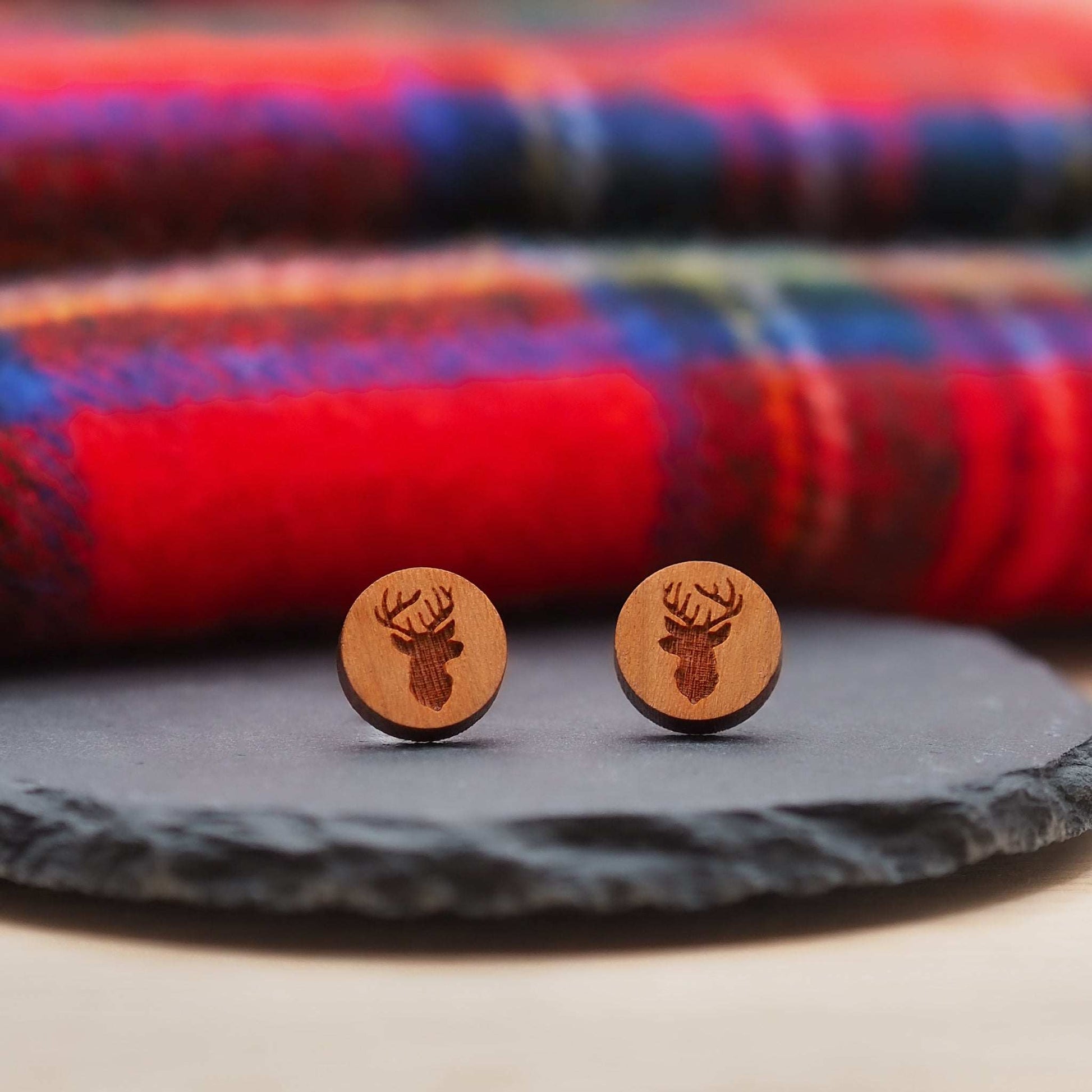 Stag head stud earrings