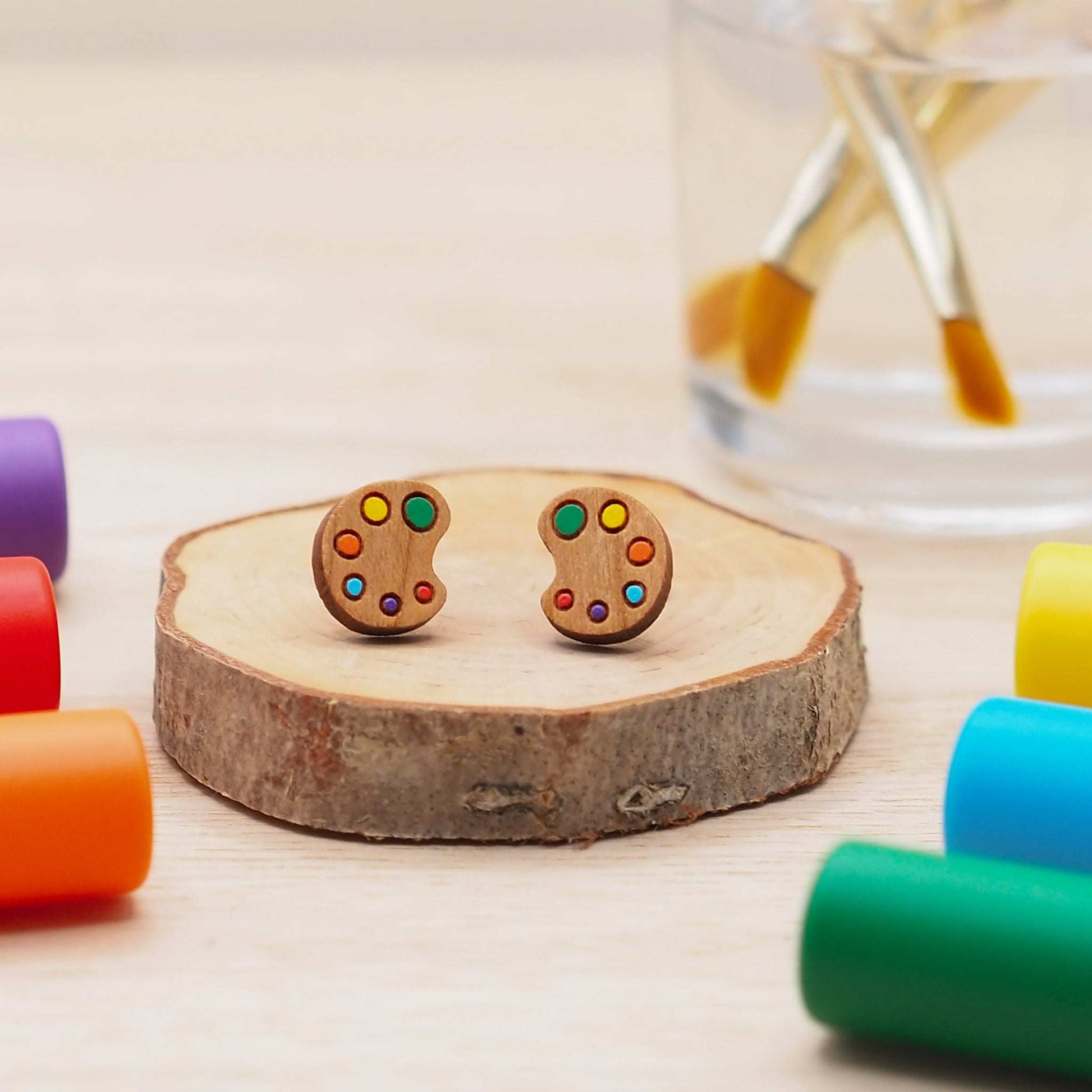 Art palette stud earrings for any art lover