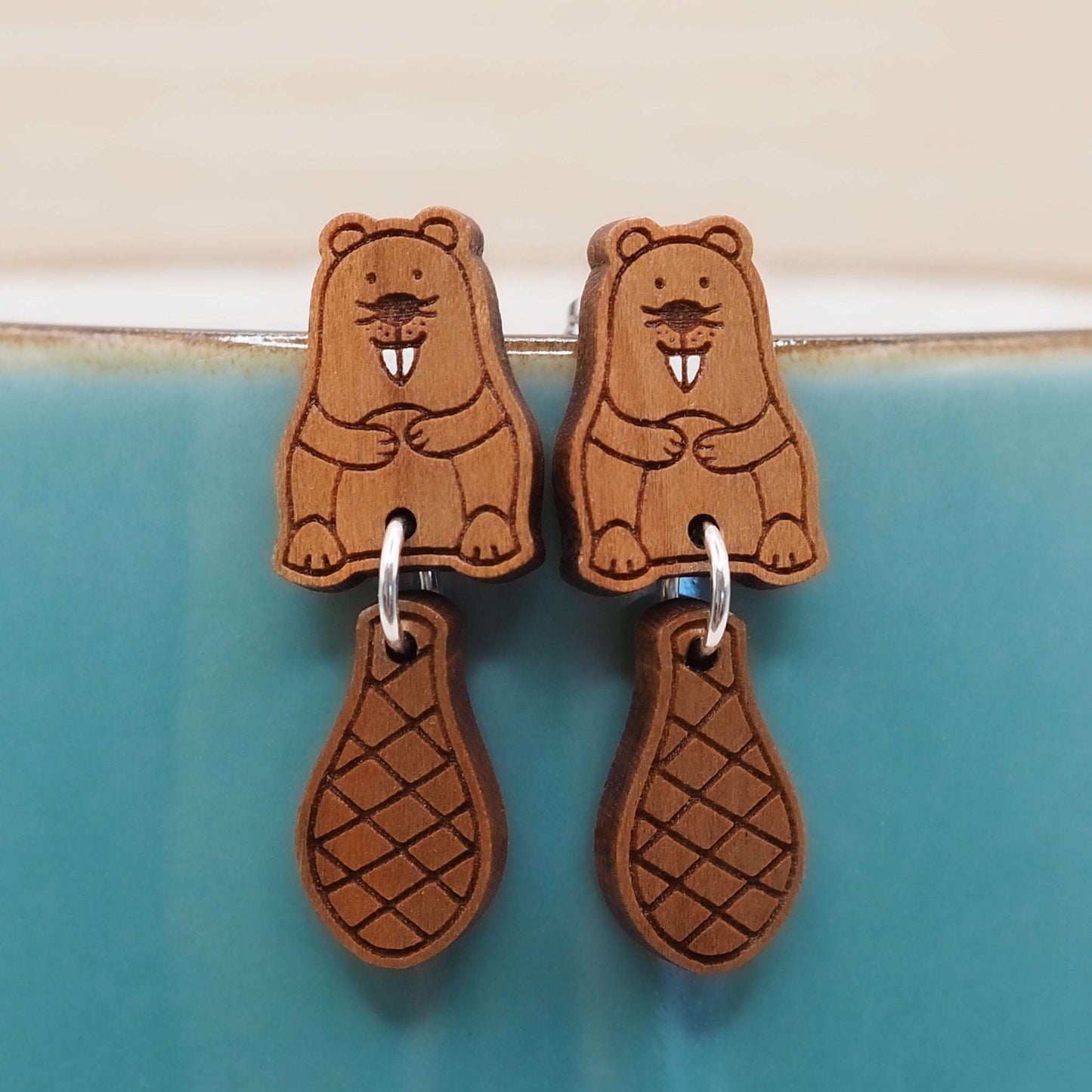 Unique beaver stud earrings 