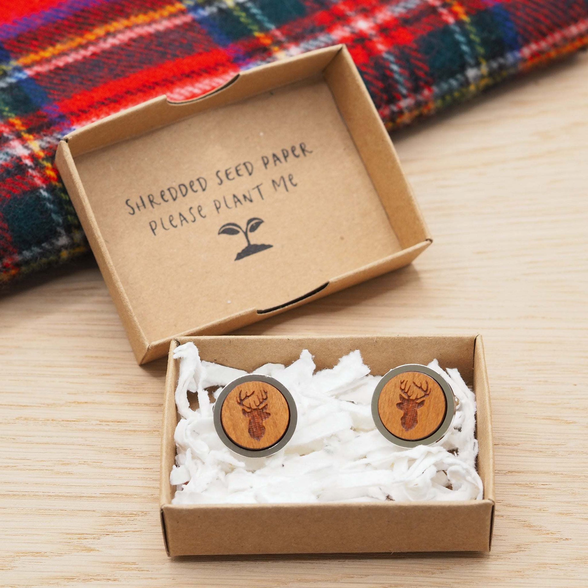 Stags head wooden cufflinkspefect wedding or engagement gift