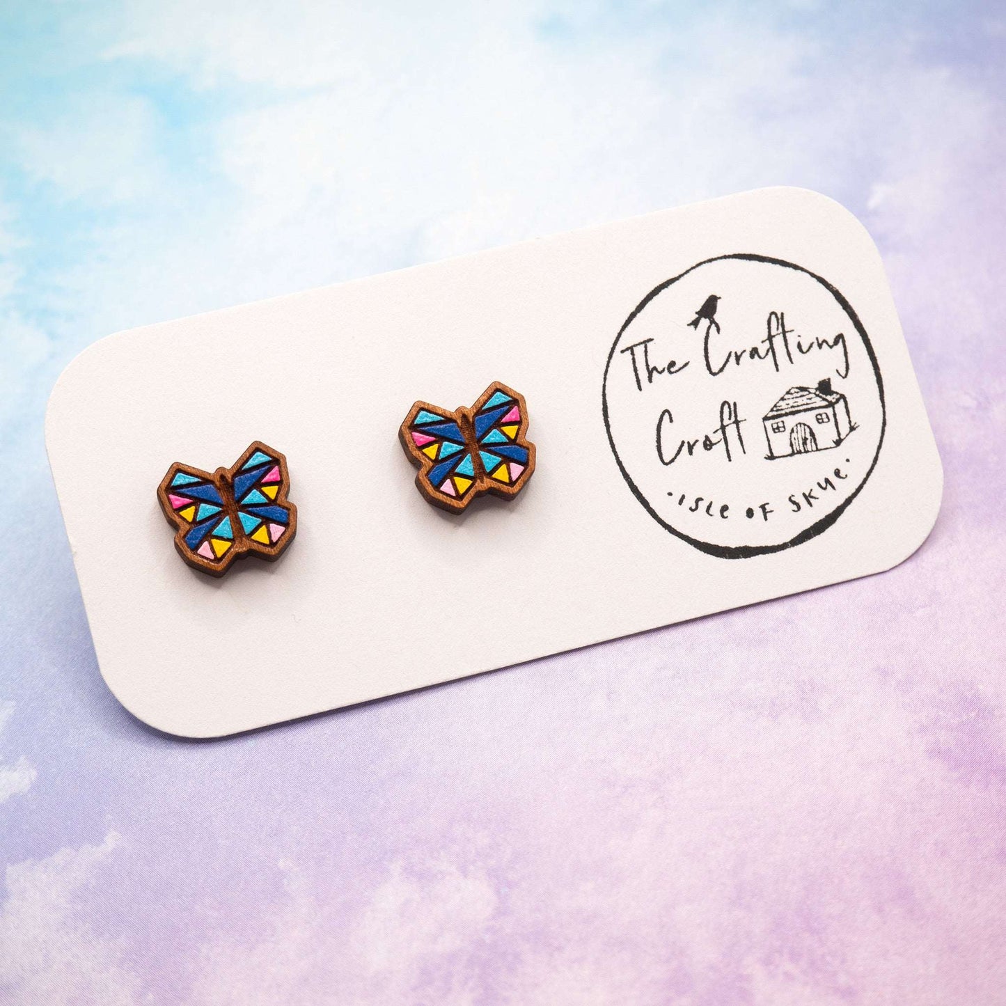 blue butterfly painted stud earrings for someone special to you