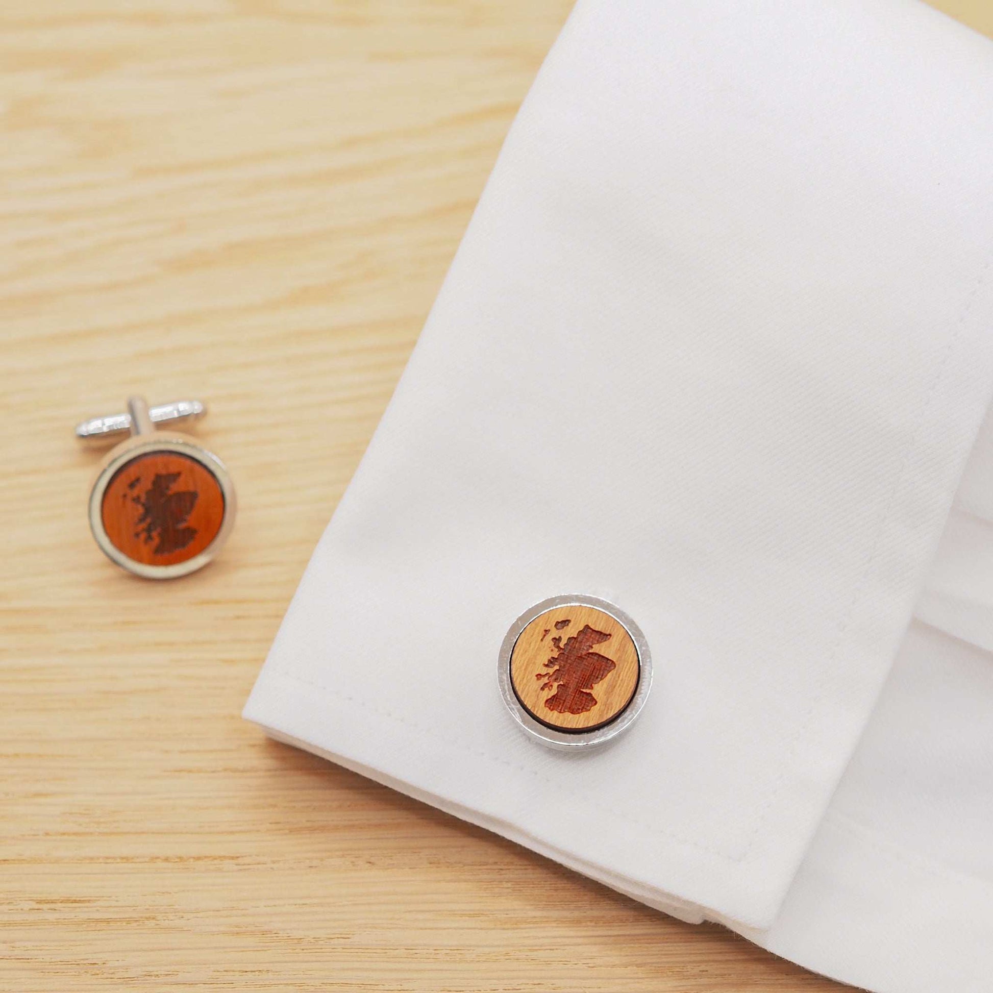 Scotland outline wooden cufflinks, a timeless gift